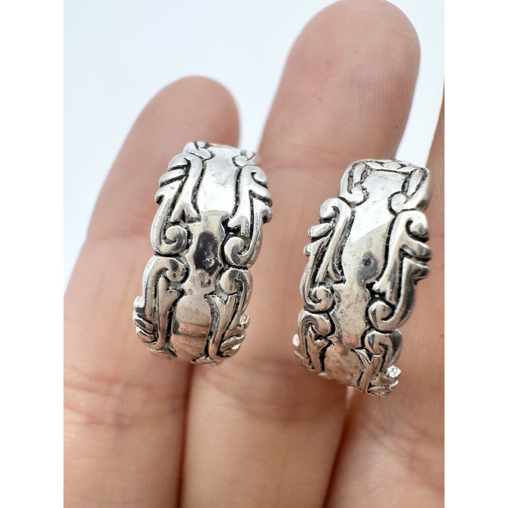 925 Sterling Silver Spoon Hoop Earrings Pierced